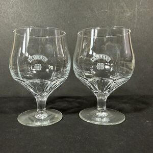 Set of 2 Baileys Irish Cream Snifter Pedestal Glasses Clear Mint